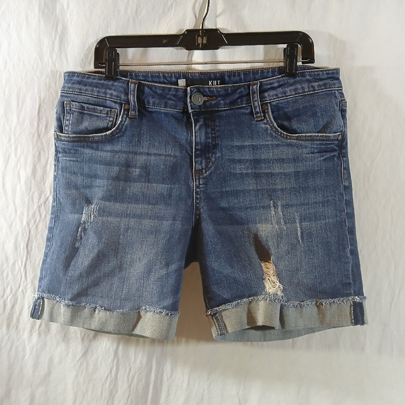Kut from the Kloth Pants - Kut From The Kloth Womens 12 Catherine Boyfriend Short Blue Jean Stretch Denim